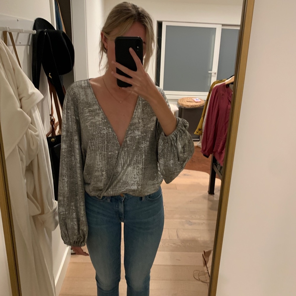 Anthropology metallic blouse